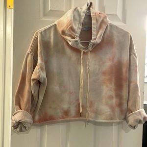 Tie dye fleece cropped hoodie